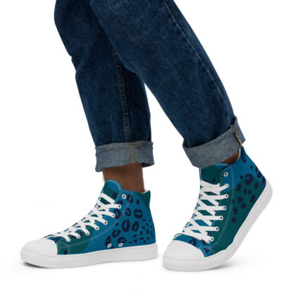 High Top Canvas Shoes in Blue Leopard Print