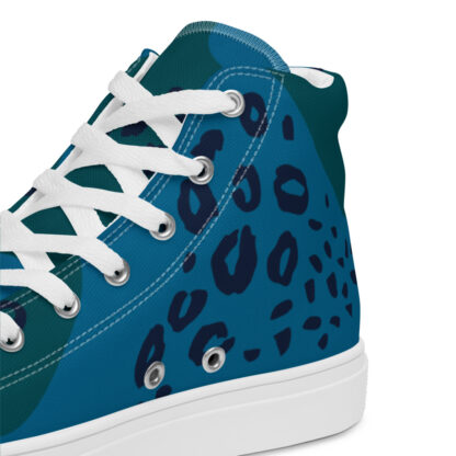 High Top Canvas Shoes in Blue Leopard Print