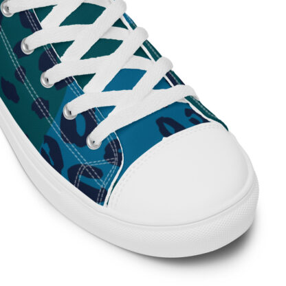 High Top Canvas Shoes in Blue Leopard Print