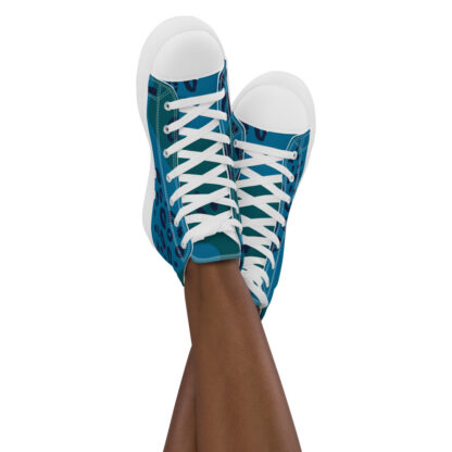 High Top Canvas Shoes in Blue Leopard Print