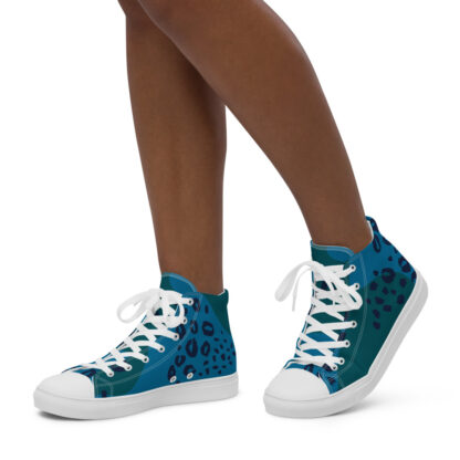 High Top Canvas Shoes in Blue Leopard Print