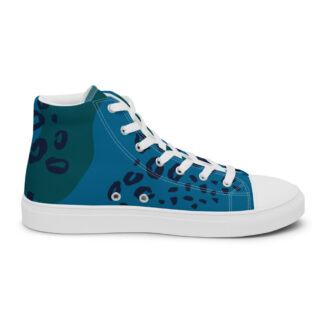 High Top Canvas Shoes in Blue Leopard Print