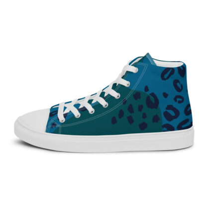 High Top Canvas Shoes in Blue Leopard Print