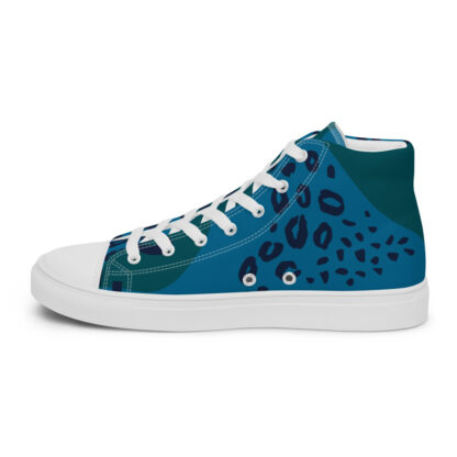 High Top Canvas Shoes in Blue Leopard Print