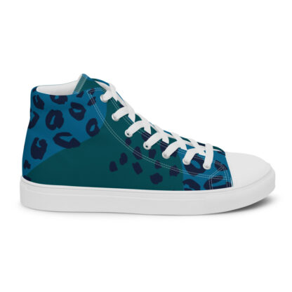 High Top Canvas Shoes in Blue Leopard Print