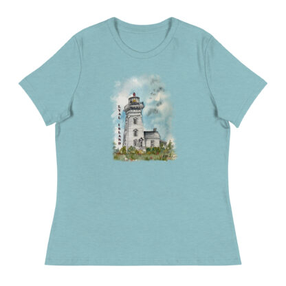 T-Shirt with Water-Colour Lyal Island Lighthouse