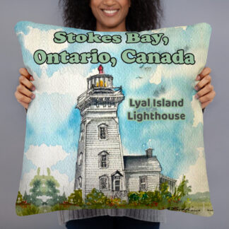Pillow with Lyal Island Lighthouse Water Colour