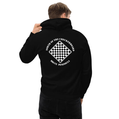 Men's Fleece Hoodie White Checkerboard Logo