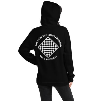 Women's Fleece Hoodie White Checkerboard Logo