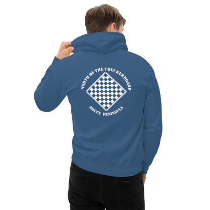 Men's Fleece Hoodie White Checkerboard Logo - Image 9