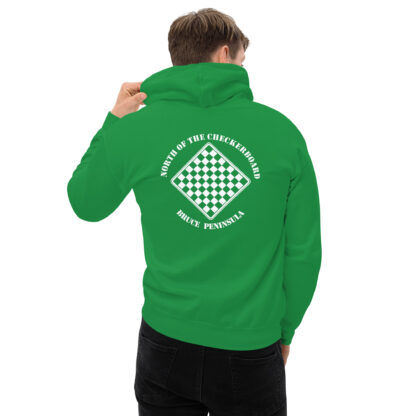 Men's Fleece Hoodie White Checkerboard Logo - Image 10