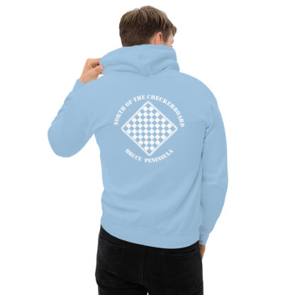 Men's Fleece Hoodie White Checkerboard Logo - Image 12