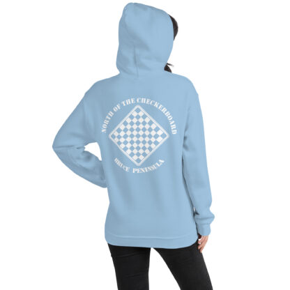 Women's Fleece Hoodie White Checkerboard Logo - Image 13