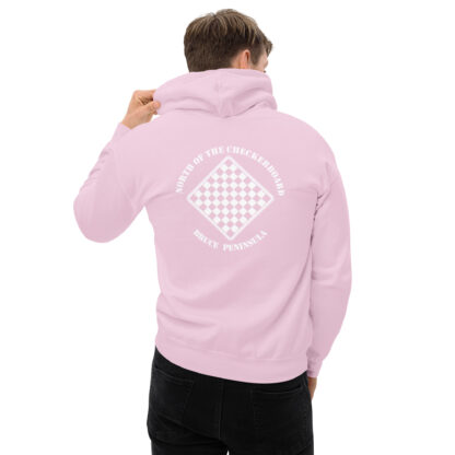 Men's Fleece Hoodie White Checkerboard Logo - Image 13