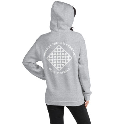 Women's Fleece Hoodie White Checkerboard Logo - Image 12