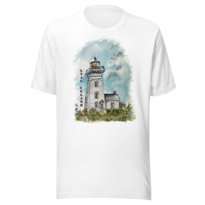 T-shirt with Lyal Island Lighthouse water colour by Barb Tomkins