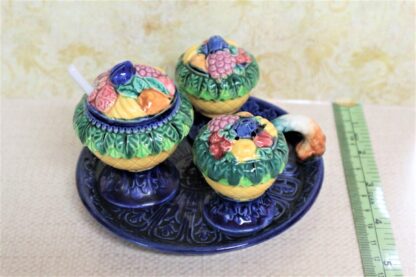 Vintage Fruit Condiment Set with Tray and Spoon