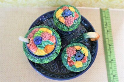 Vintage Fruit Condiment Set with Tray and Spoon